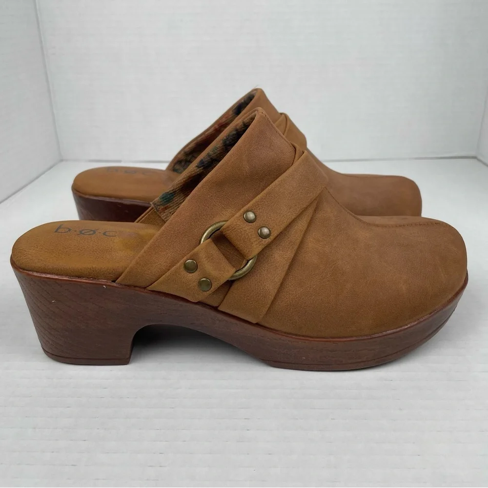 BOC Comfort Clogs Women’s 7 M Brown Slip on Mules Heeled Buckle Accent Coastal - Picture 5 of 14